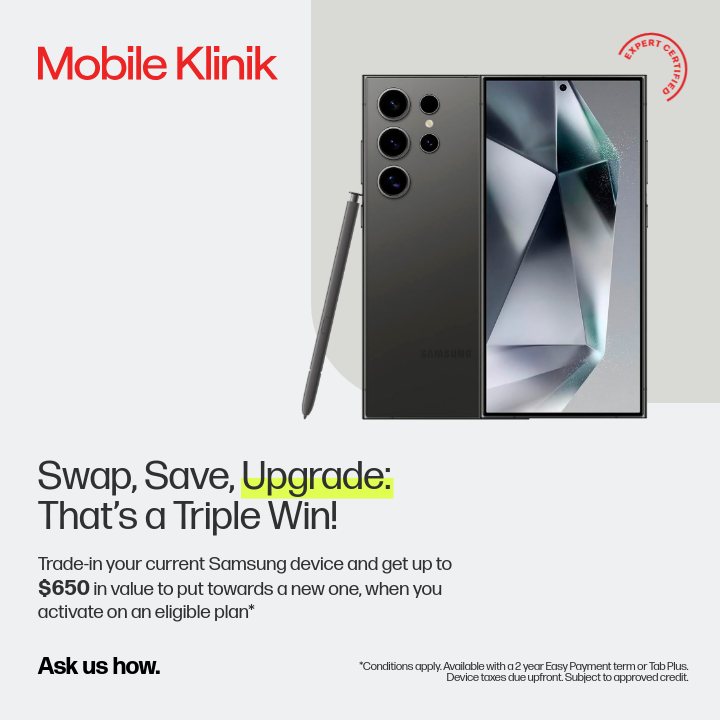 Mobile Klinik – Trade-in your Samsung device and get up to $650* in value icon