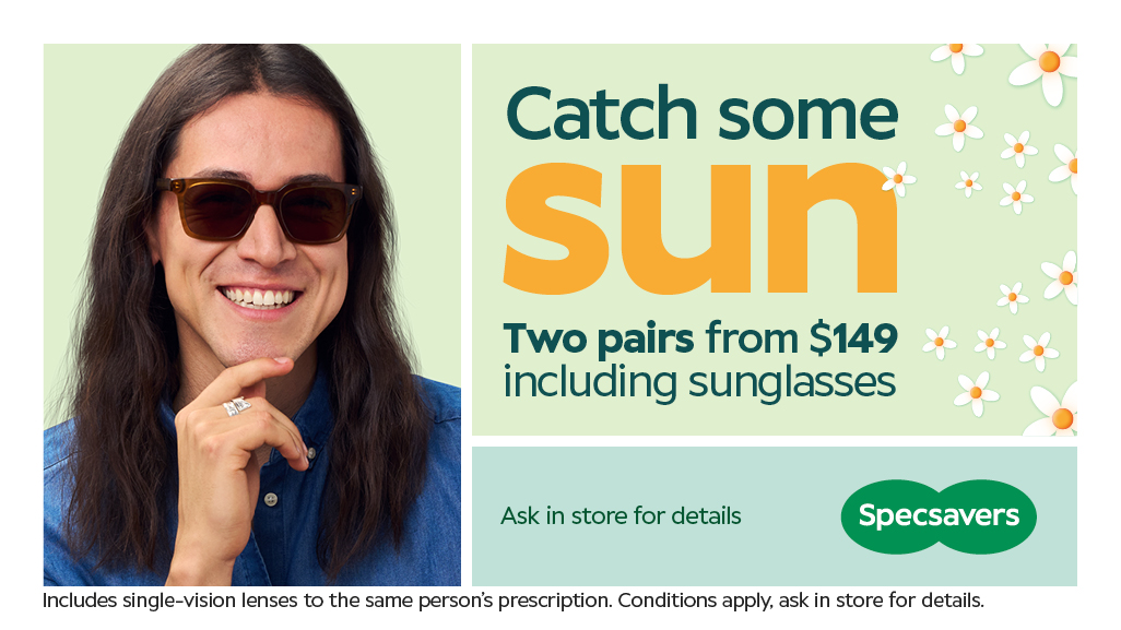 Specsavers – Two Pairs of single vision glasses from $149 including Sunglasses icon