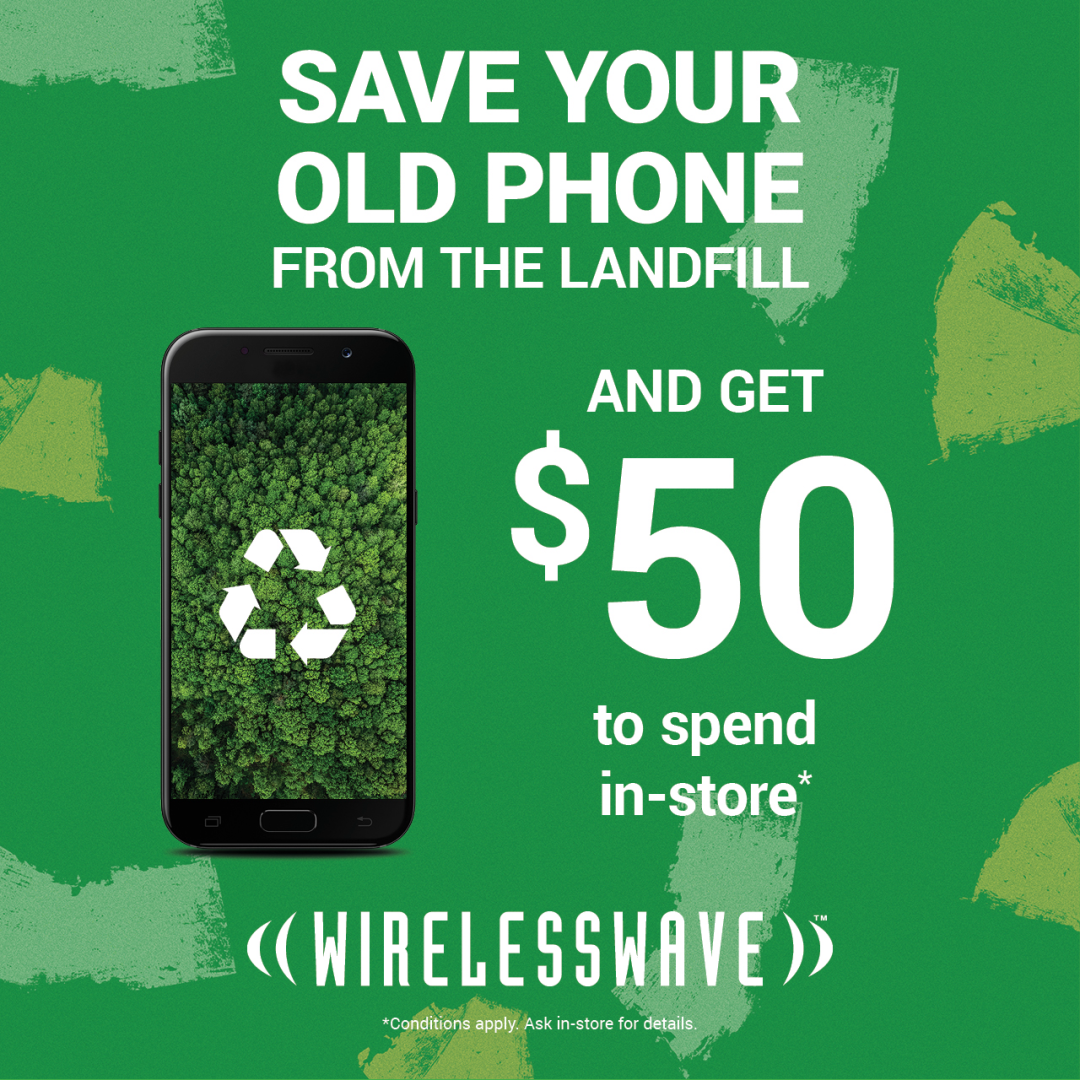 WIRELESSWAVE – Get $50 to spend in-store when you save your old phone from the landfill icon