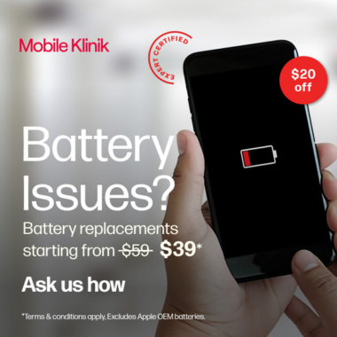 Mobile Klinik – Battery Issues? Battery replacements starting from $59, now $39* icon
