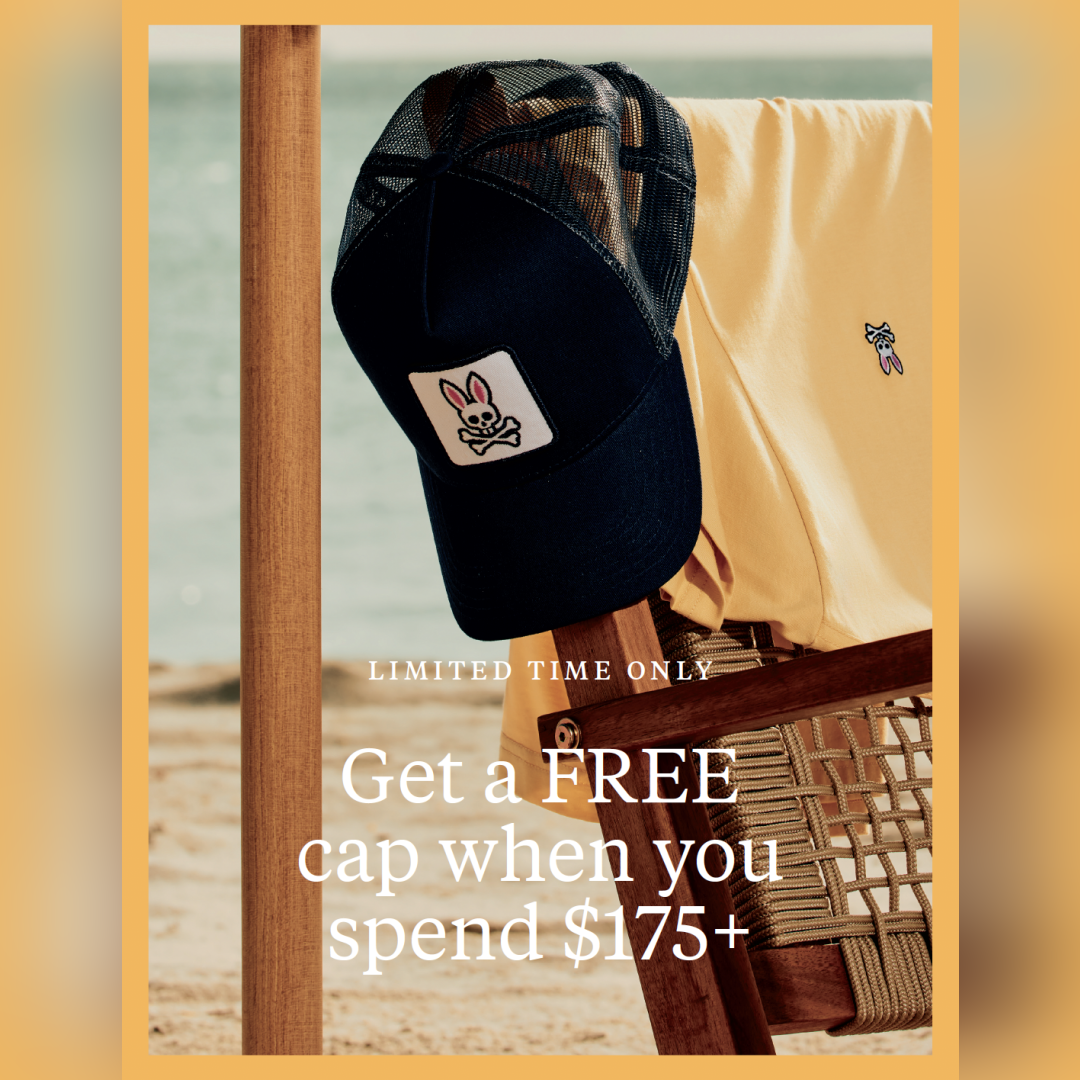 Psycho Bunny: Get a FREE cap when you spend $175+ icon