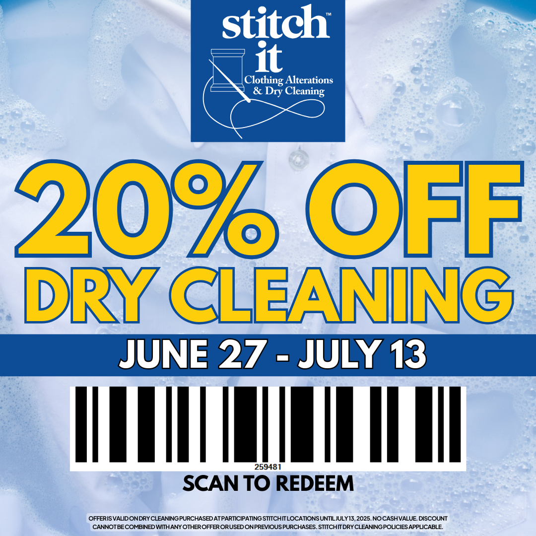 Stitch It – Save 20% Off Dry Cleaning at Stitch It until July 13! icon