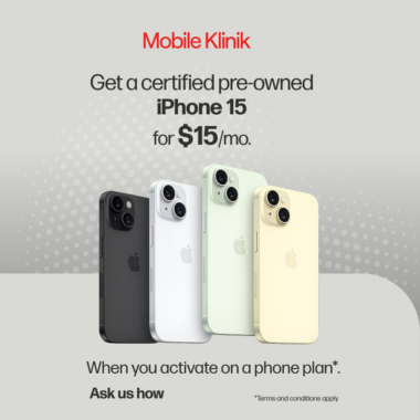 Get a certified pre-owned iPhone 15 for as low as $15/mo icon