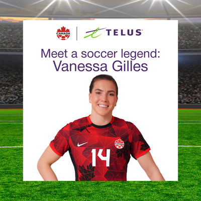 Vanessa Giles soccer legend appearance at TELUS store event