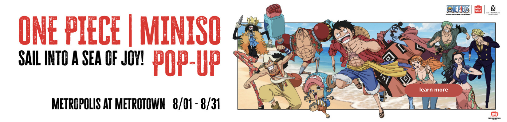 ONE PIECE x MINISO pop-up at Metropolis at Metrotown with themed displays and exclusive merchandise