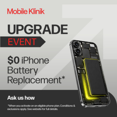 Upgrade Event. Get a $0 iPhone battery replacement* icon